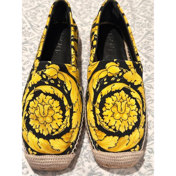 Versace Barocco Print Canvas Espadrilles sz38.5